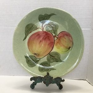 Vintage Hand-Painted Apple Plate Italian Ceramics  Made in Italy
